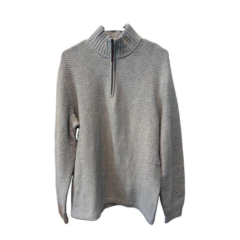 Duluth Trading Co Men’s Large Yak Blend Gray Herringbone Quarter-Zip Sweater